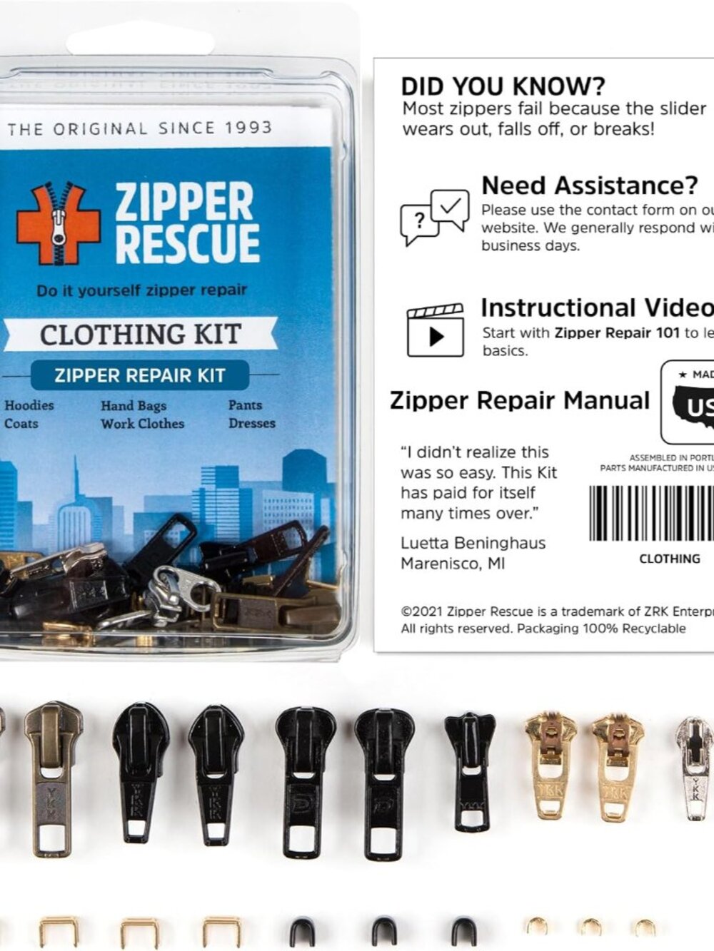 Clothing Zipper Repair Kit - The Original Zipper Pull Replacement kit for Hoodie